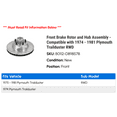 thumbnail image 2 of Front Brake Rotor and Hub Assembly - Compatible with 1974 - 1981 Plymouth Trailduster RWD 1975 1976 1977 1978 1979 1980, 2 of 2