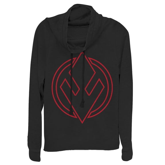 Junior's Star Wars: The Rise of Skywalker Sith Trooper Symbol Cowl Neck Sweatshirt Black Small