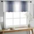 thumbnail image 2 of Navy Blue Ombre Valance Curtains for Kitchen/Living Room/Bathroom/Bedroom Window, Rod Pocket Small Topper Half Short Window Curtains Voile Sheer Scarf, Farmhouse Modern Art 42"x12", 2 of 8