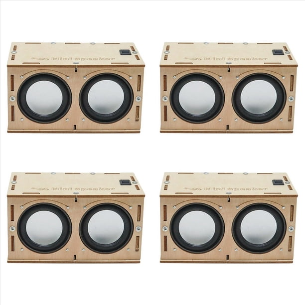 4X Kit de Caja de Altavoz Bluetooth DIY Amplificador de Sonido Electrónico Construye Tu Propia Caja de Madera Portátil Sonido de Altavoz Bluetooth