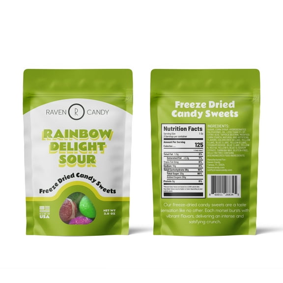 Raven Candy Rainbow Delight Sour Freeze Dried Candy 3 oz