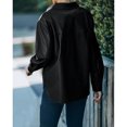 thumbnail image 4 of Women Leather Shirt, Long Sleeve Lapel Neck Chest Pockets Blouse Casual Party Loose Spring Fall Cardigan Tops, 4 of 7