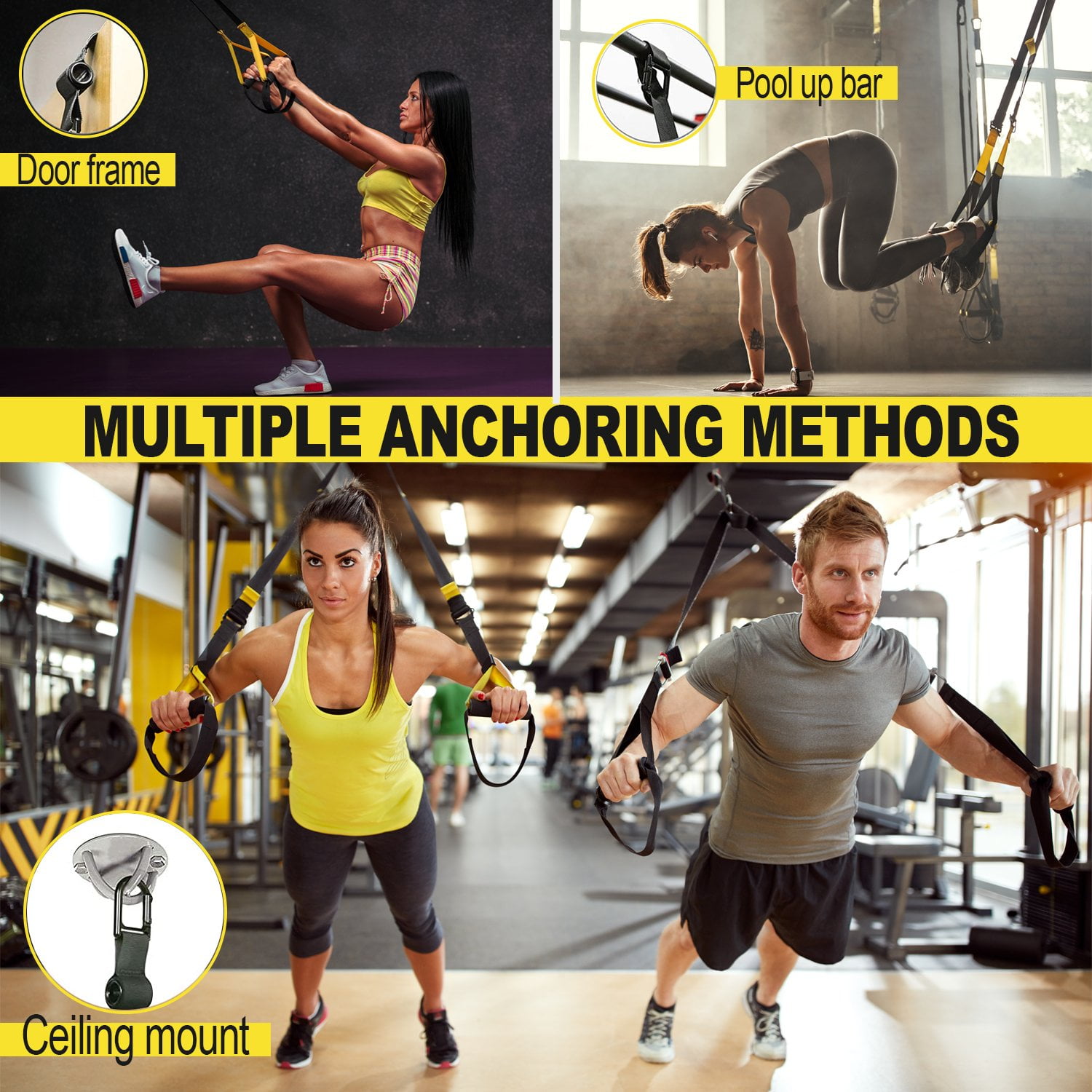 Dimok Suspension Trainer Resistance Band Full Body Workout with X-mount