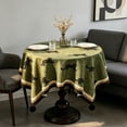 thumbnail image 6 of Round Tablecloth Coffee Table Cover Desktop Decor Bedroom Living Room Stain Resistant Decorative Cotton Linen Fabric Washable Dining Kitchen, 6 of 7