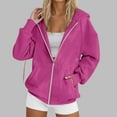 thumbnail image 2 of Gibobby Zip Up Hoodie Women Casual Oversized Sweatshirts - Fall Fashion Fleece Lined Jacket - Thick Warm Coat Winter Clothing(L,Hot Pink), 2 of 7