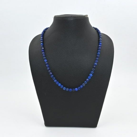 THE GEMS GRID Lapis Lazuli Beaded Necklace | 4-6mm Faceted Blue Lapis Rondelle Beads | 925 Sterling Silver | Minimalist Dainty Gemstone Jewelry for Women