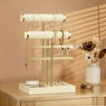 thumbnail image 2 of Niffgaff 3 Tier Bracelet Holder Display - Detachable T Bar Beige Velvet Bracelet Holder, Jewelry Holder Organizer for Bracelet, Necklace, Earrings, Rings, 2 of 7