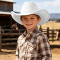 thumbnail image 2 of Wdgfv Kids Western Cowboy Hat Wide Brim with Band Wool Felt Vintage Jazz Fedora Cowgirl Hats for 3-7 Years Boys Girls 6-12 Years, 2 of 4
