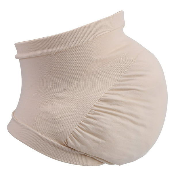 Mujeres Maternidad Embarazo Vientre Cinturón de soporte para la barriga Banda elástica sin costuras Cuidado prenatal (Beige M)
