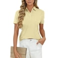 thumbnail image 2 of Hearthz Summer Short Sleeve Polo Shirts for Women 3 Buttons Collared Uniform Tops for Women UPF 50+ Sun Protection Golf Polos Collared Shirt Beige S, 2 of 5