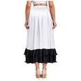 thumbnail image 2 of Hansber Womens Flamenco Dance Skirt Ruffled Trim Irregular Hem Big Swing Skirt for Spanish Dance Tango Salsa White L, 2 of 5