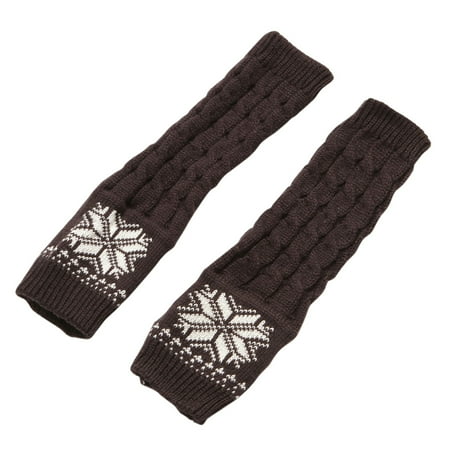 

TALKVE Christmas Winter Christmas Snowflake Mid-length Arm Cover Warm Lady Fingerless Gloves Warm Ladies Gloves
