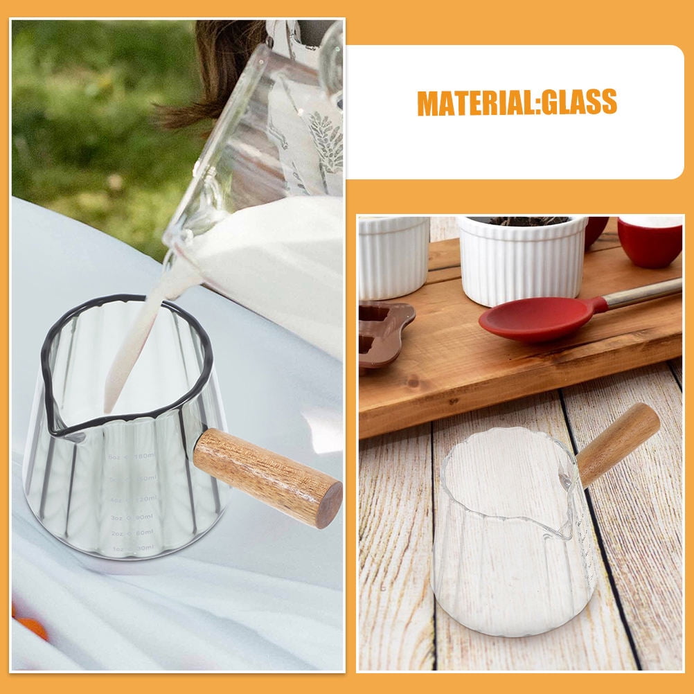 Pretyzoom 2Pcs Espresso Shot Glasses with Wooden Handle Glass Cups for Iced Coffee Accessories Travel Use