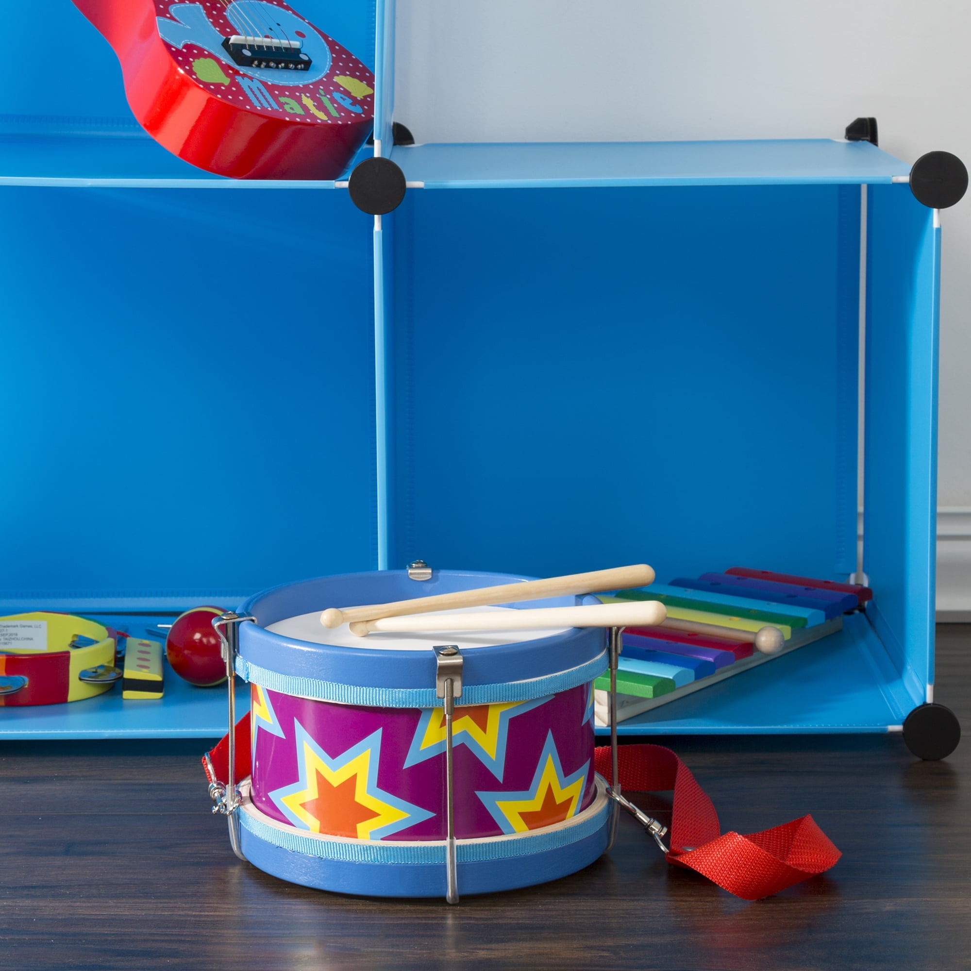 Children’s Toy Snare Marching Drum, Double-Sided with Adjustable Neck Strap and Two Wood Drum Sticks by Hey! Play!