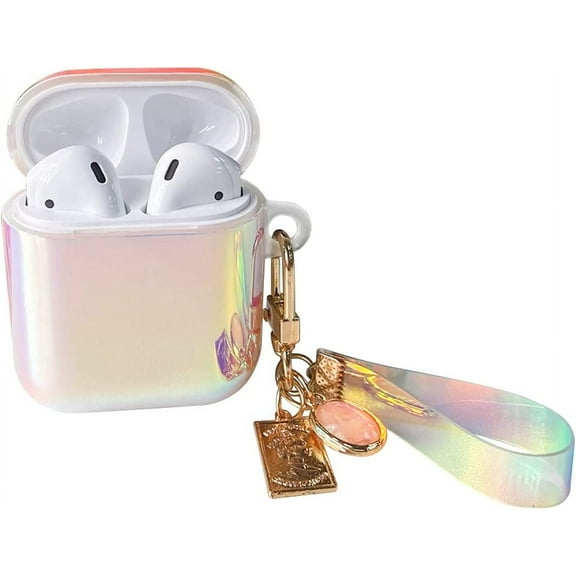Compatible with AirPods Case Cute for Women,Luxury Colorful Cover Case with Keychain,Soft TPU Shockproof Protective Case for Airpods 2 &1-Pink Purple