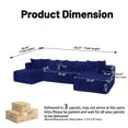 thumbnail image 4 of 130" Boneless Sectional Couch, Blue U-Shaped Corduroy Couch with Chaise Lounge, 4-Seat Living Room Sofa with Pillow Back and Square Arms, 4 of 9