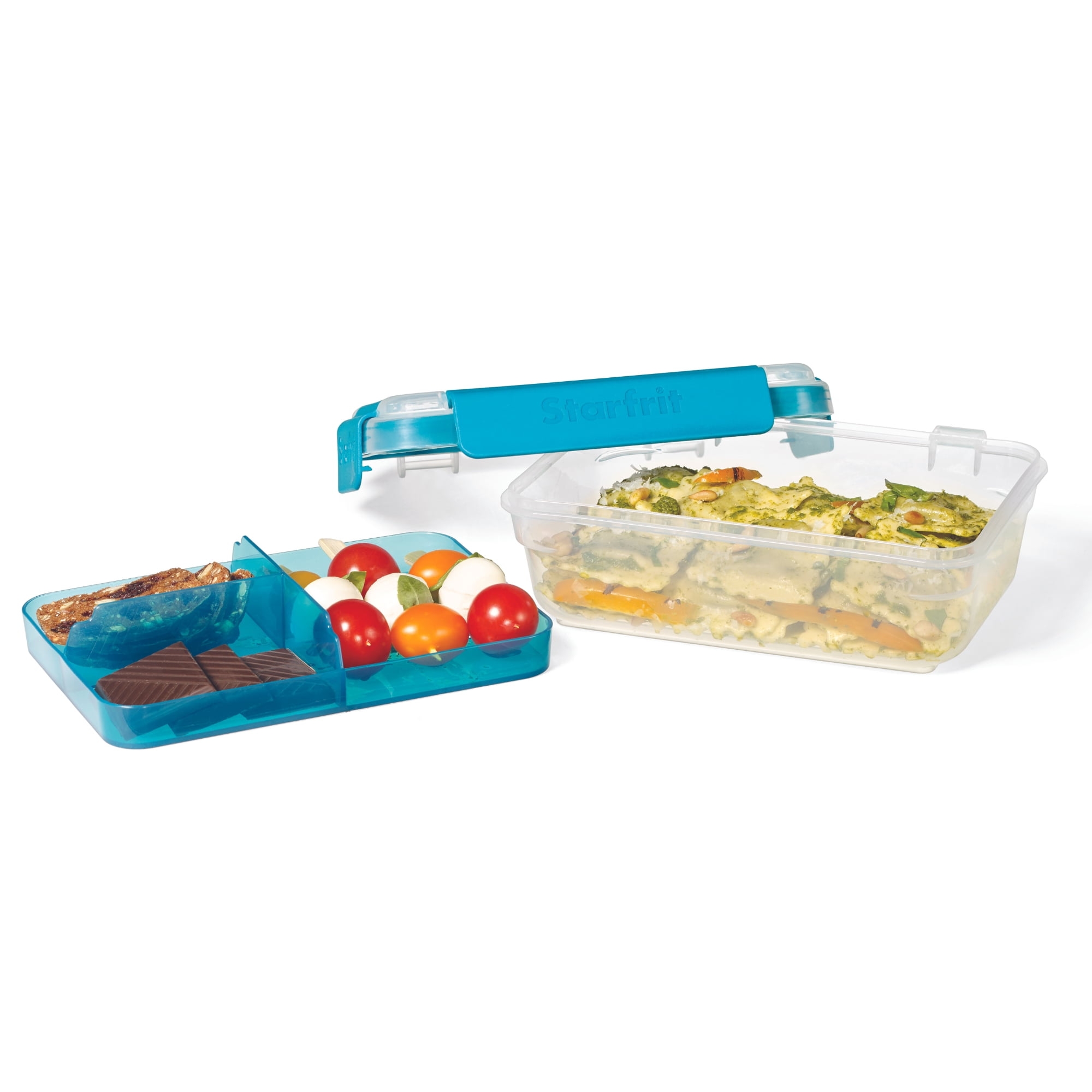 Starfrit Easy Lunch Rectangular Bento Container - Removable Tray - 32oz/946ml - Airtight & Leakproof - 4-Sided Locking Lid