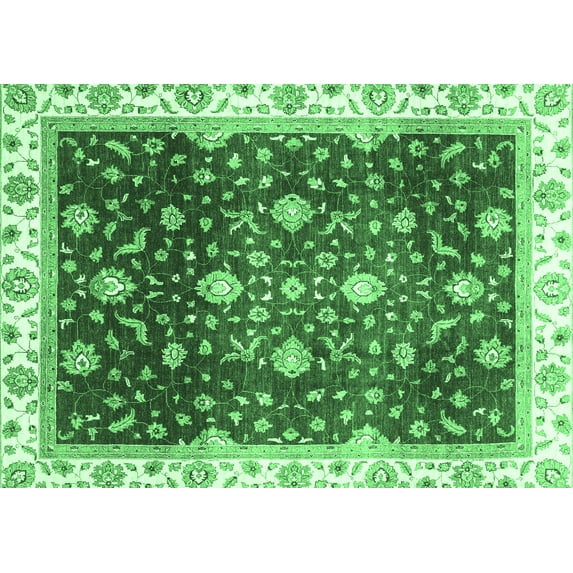 Ahgly Company Indoor Rectangle Oriental Emerald Green Traditional Area Rugs, 5' x 7'