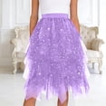 thumbnail image 5 of GEWSEY Tulle Skirts for Women, Puffy Skirt Asymmetrical Midi Length Ruffled Tutu Layered Mesh Fairy Skirt (Purple, M), 5 of 8