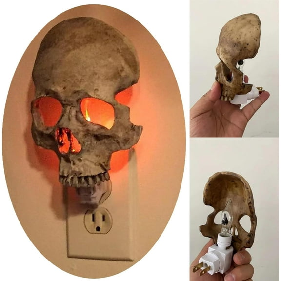 Halloween Skull Night Light, Plug-in Skull 3D Decorative Light for Halloween Holiday Party Decoration