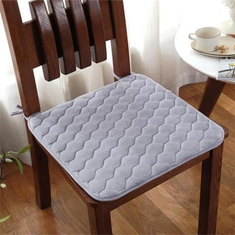 ERDOUY 4 Packs Gray Winter-Ready Seat Cushion, 20×20in Chair Pad with Secure Ties, Comfort Cushions for Office/Car/Kitchen Chairs, Style A