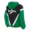 thumbnail image 3 of Women's WEAR by Erin Andrews Kelly Green/Black New York Jets Retro Crinkle Full-Zip Hoodie Windbreaker, 3 of 5