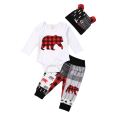 thumbnail image 1 of Kmbangi Baby  Set Bear Letters Stitching Full Jumpsuit Cap Stretch Pants Suit, 1 of 8