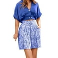 thumbnail image 3 of ibiyuan Travel Sets For Women 2 Piece Stylish Women's Shorts Set Summer V-Neck Top and Shorts Casual Outfit Comfortable Two Piece Suit for Daily Wear, 3 of 6