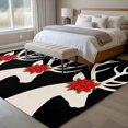thumbnail image 5 of Christmas Poinsettia Elk 5'x7' Area Rug, Black Winter Xmas Holiday Washable Non-Slip Soft Rugs, Low-Pile Large Carpet for Living Room Bedroom Dining Room, Non-Shedding Accent Rug, 5 of 9