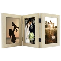 Golden State Art 3-Opening 5 x 7 Beige Trifold Hinged Picture Frames, 1-Pack