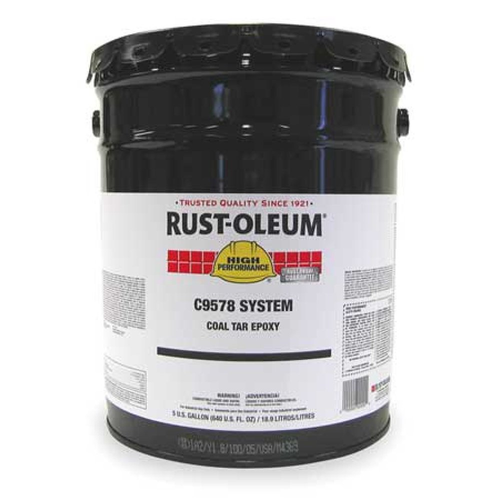 RUSTOLEUM C9578380 Coal Tar Epoxy Coating, Black, matte, 5 gal, 100 to