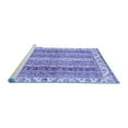 thumbnail image 2 of Ahgly Company Machine Washable Indoor Round Abstract Blue Modern Area Rugs, 4' Round, 2 of 4