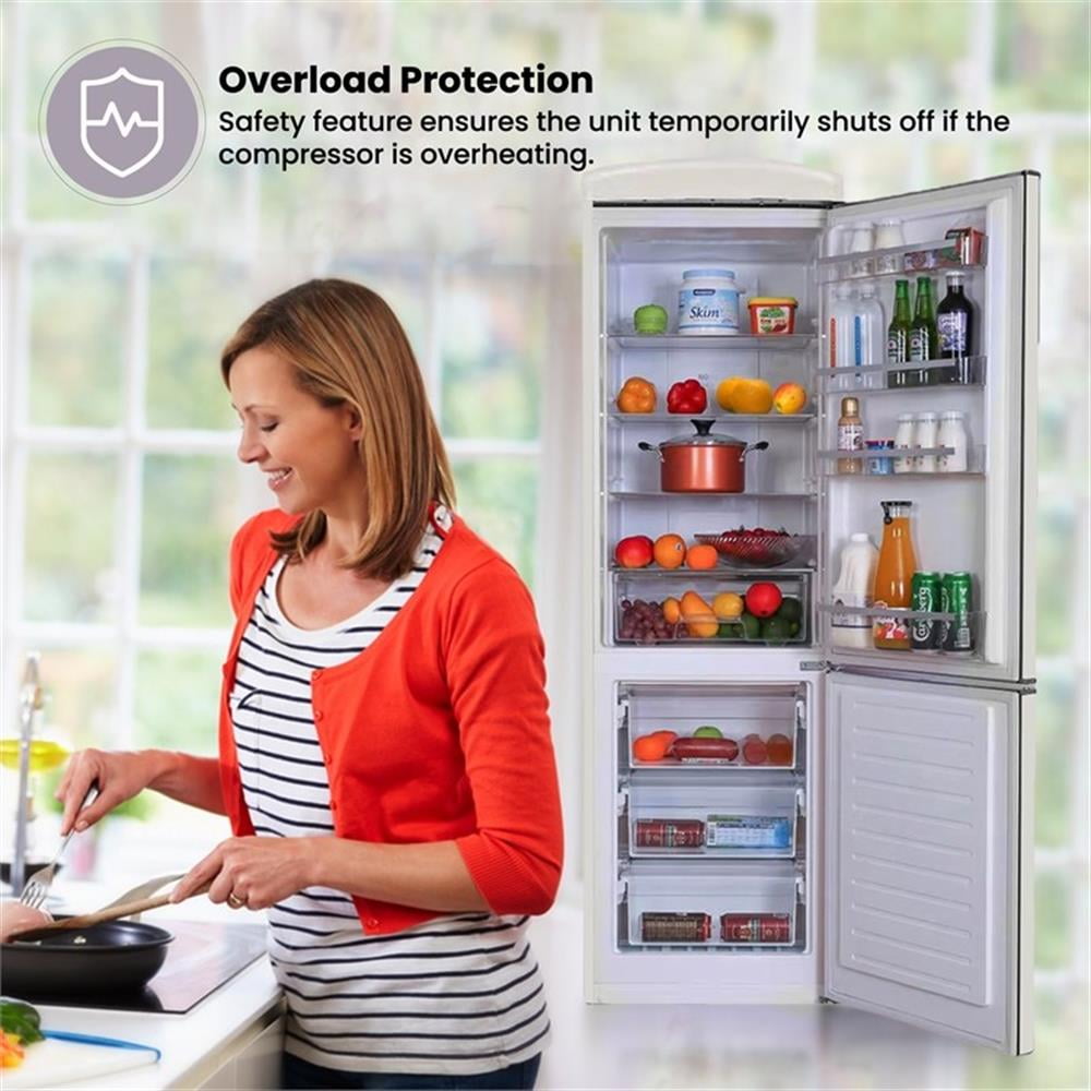 Pemberly Row 10.7 cu. ft. Bottom Mount Retro Refrigerator in Red