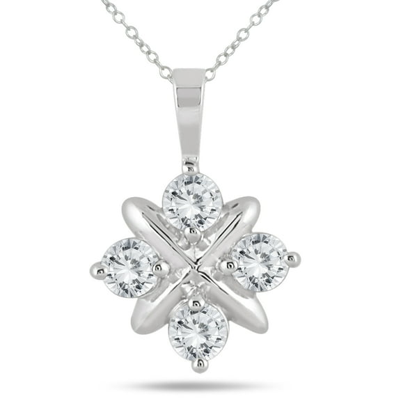 SZUL Women's 1 Carat TW Diamond Snowflake Pendant in 10K White Gold (J-K-L Color, I2-I3 Clarity)