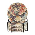 thumbnail image 2 of YAZAOO 6Pcs Drink Coasters With Holder 3.94Inch Colorful Eagless Floral Art Creative Coil Coaster Coasters Colors Absorbent Coasters for Drinks Coasters Set Thicken Heat for Home Table, 2 of 7