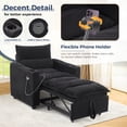 thumbnail image 4 of Ebello 3-in-1 Sleeper Sofa Bed, Corduroy Convertible Pullout Futon Couch with Adjustable Backrest, Phone Holders & USB Ports for Apartment, Small Space, 1-Seat(Black), 4 of 11