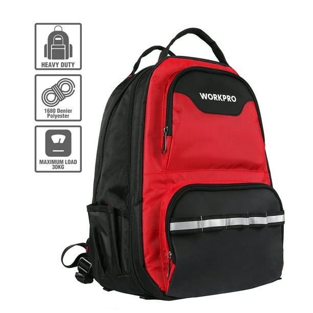 WORKPRO Tool Backpack 41Pocket Heavy Duty Jobsite Tool Bag with Padded Laptop Sleeve