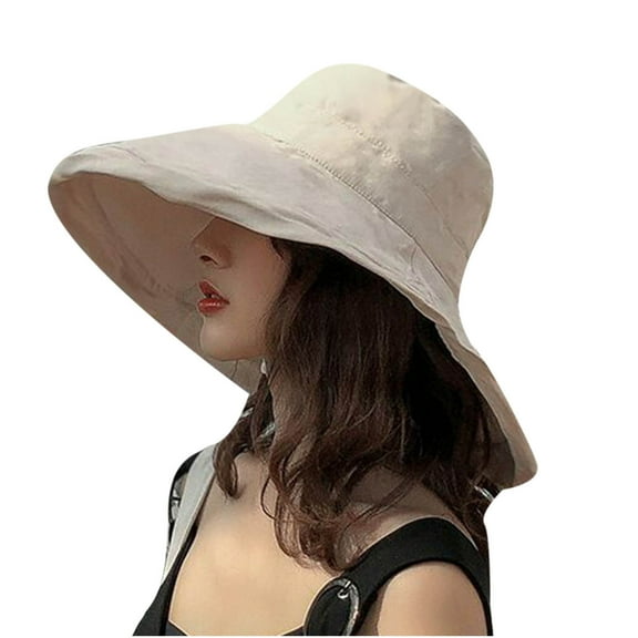 Charmgo Bucket Hat Clearance, Women Japanese Foldable Solid Color Leides Fisherman Hat Elegant Beach Hats for Women Sun Hats for Women Beige