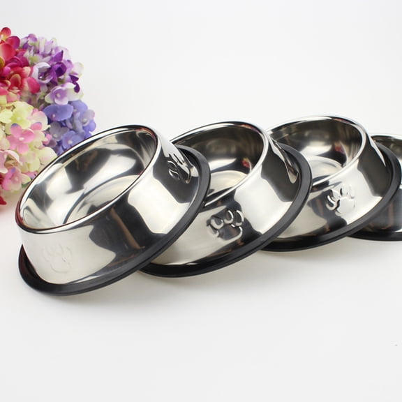 LEORX Dogs Water Bowl for Home Use Odorless Stainless Steel Silver 1Set