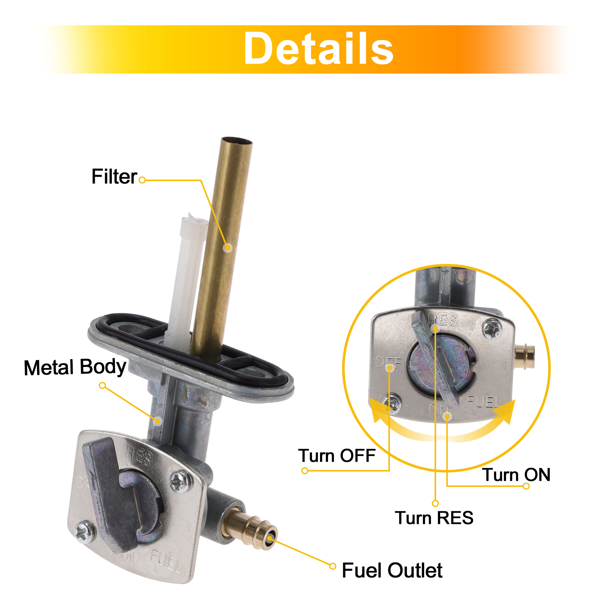 Unique Bargains ATV Fuel Valve Gas Tank Switch for Yamaha Bear Tracker 250 1999-2004