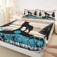 thumbnail image 3 of Homewish Jungle Animal Wolf Queen Sheet Sets,Old Barn Door Flat Sheet,Cyan Brown Black Queen Fitted Sheet For Boys Teens,Luxury Bedroom Decor,4 Pieces, 3 of 7