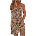 thumbnail image 1 of Ovzne Robes pour Femmes Robe de Plage Robe de Vacances Printemps et Été pour Femmes Bouton Col en V Robe à Bretelles Robe Imprimée en Liquidation, 1 of 6