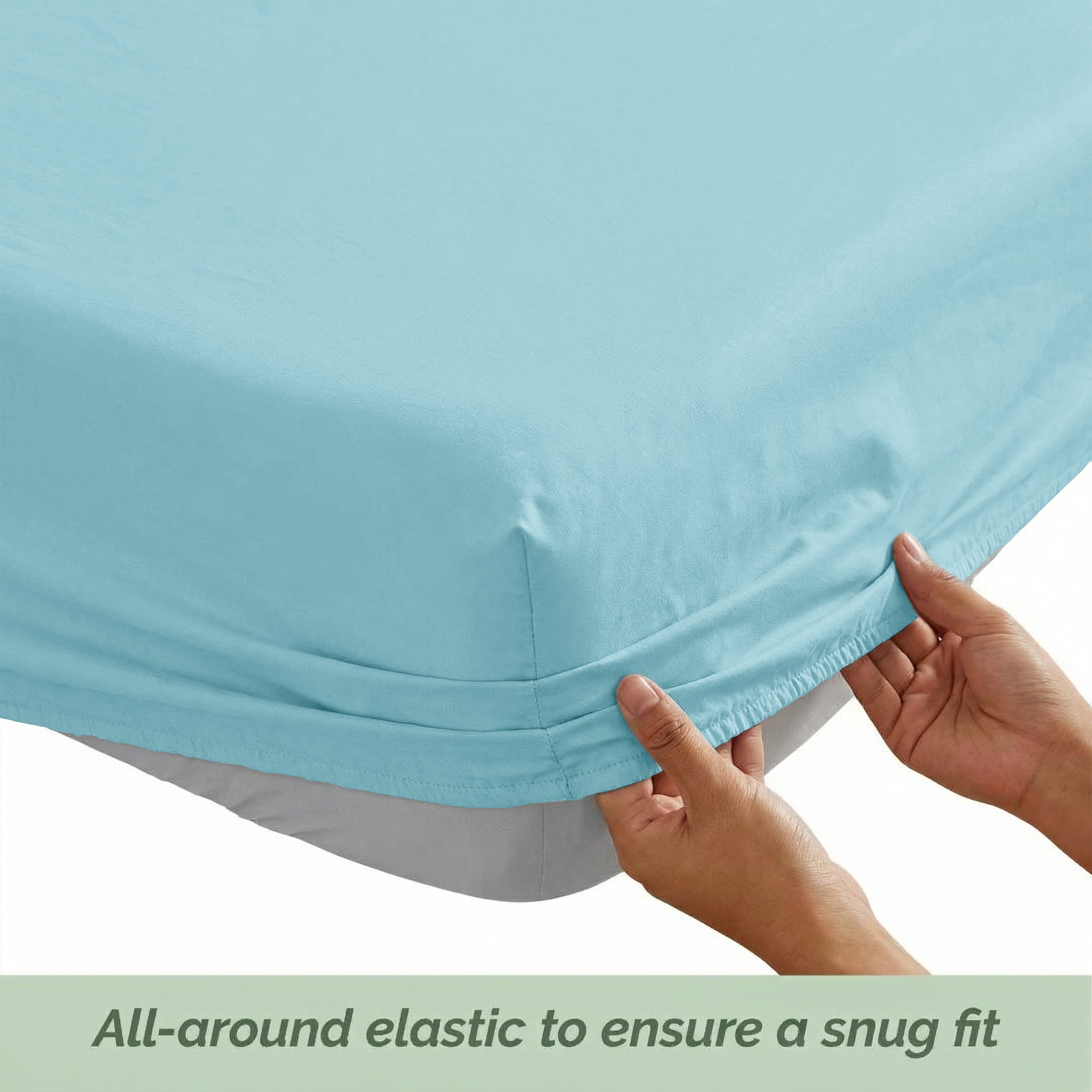 Smooth Microfiber Bed Sheet Set, Solid Blue, Lightweight & Breathable, Wrinkle Resistant, Deep Pocket, 4-Piece King Aqua Blue