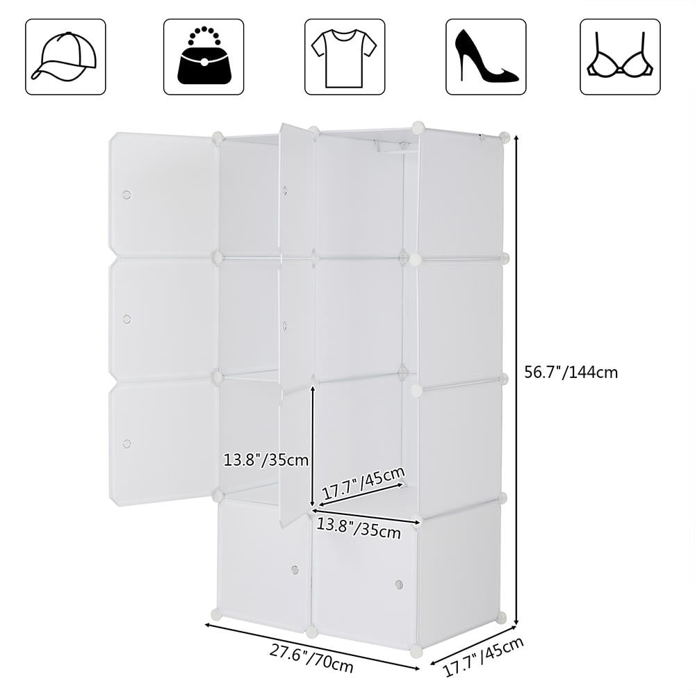 Ktaxon DIY Closet Clothes Organizer Storage Shelves 8-Cube, Portable Wardrobe W/Doors Hanging Rod,Modular Bookcase Organizers Unit