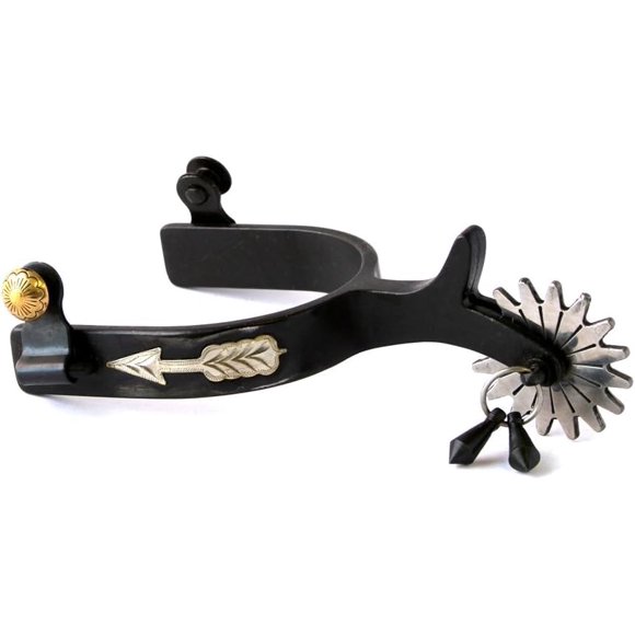 Colorado Saddlery Éperons Flèche Incrustés pour Femmes - Rowels en Acier Inoxydable & Bobs à Boutons Noirs, Éperons de Bottes Élégants - Parfaits pour la Randonnée, le Cheval, l'Outfitting - Livré en Paire