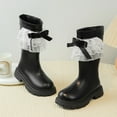 thumbnail image 6 of ZACPNCV Cowgirl Boots for Girls Mid Calf Pointed Toe Kid Cowboy Boots with Tassel Fringe Low Heel Warm Fleece Riding Shoes Black, 6 of 9