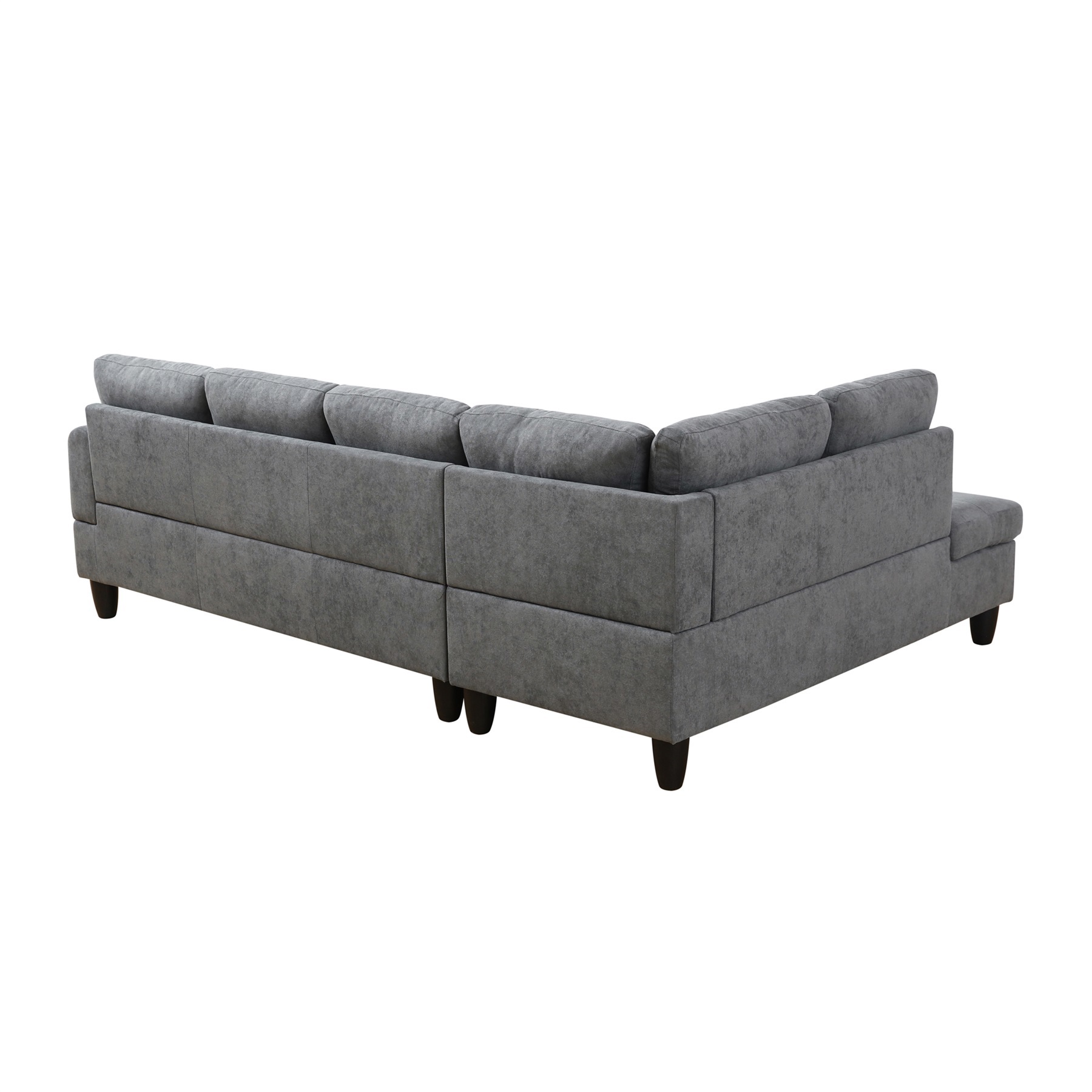 Hommoo Flannel L Shaped Sectional Couch and Sofa Set, Modern Living Room Furniture Set, Left Side, Dark Gray