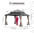 thumbnail image 2 of SUNJOY Kingston 14x12 Gazebo, Steel & PC Roof Hardtop Gazebo with Curtain and Netting - Woodgrain Aluminum Posts, 2 of 14