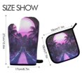 thumbnail image 2 of Yayeee Oven Mitts and Pot Holder Set of 2 Heat Resistant Kitchen Gloves Baking Hot Pad, Pink Road, 2 of 5