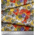 thumbnail image 2 of Soimoi Moss Georgette Fabric Flower Artistic Print Fabric by The Yard 42 Inch Wide, 2 of 3